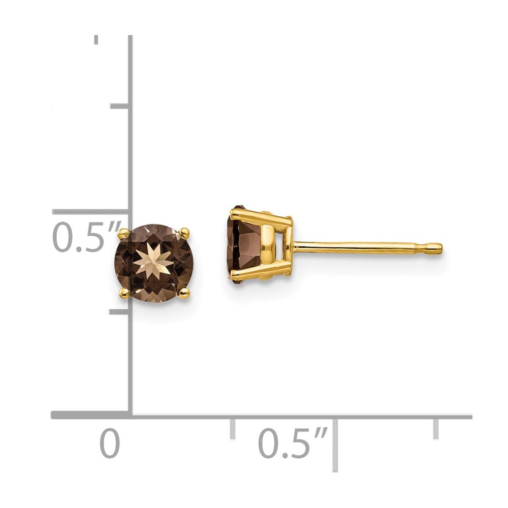14k 5mm Round Smoky Quartz Post Earrings
