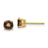 14k 5mm Round Smoky Quartz Post Earrings
