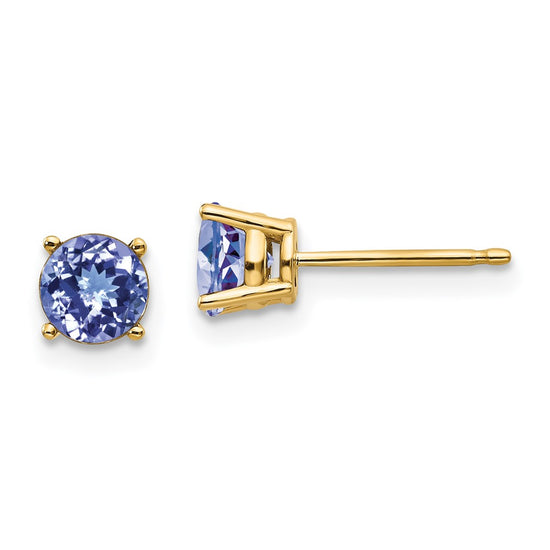 14k Round Gemstone Post Earrings. -B Styles
