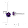 14k White Gold 5mm Round Amethyst Post Earrings