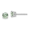 14k White Gold 5mm Round Checker-Cut Green Quartz Post Earrings