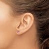 14k White Gold 5mm Round Pink Spinel Post Earrings