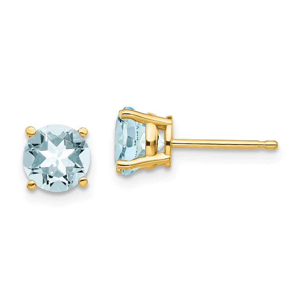14k Round Gemstone Post Earrings. -B Styles