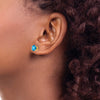 14k 6mm Round Checker-cut Blue Topaz Post Earrings
