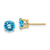 14k 6mm Round Blue Topaz Post Earrings