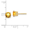 14k 6mm Round Checker-cut Citrine Post Earrings