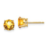 14k 6mm Round Checker-cut Citrine Post Earrings