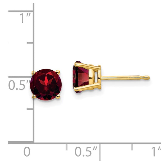 14k 6mm Round Garnet Post Earrings