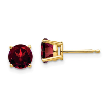 14k 6mm Round Garnet Post Earrings