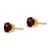 14k 6mm Round Checker-cut Garnet Post Earrings