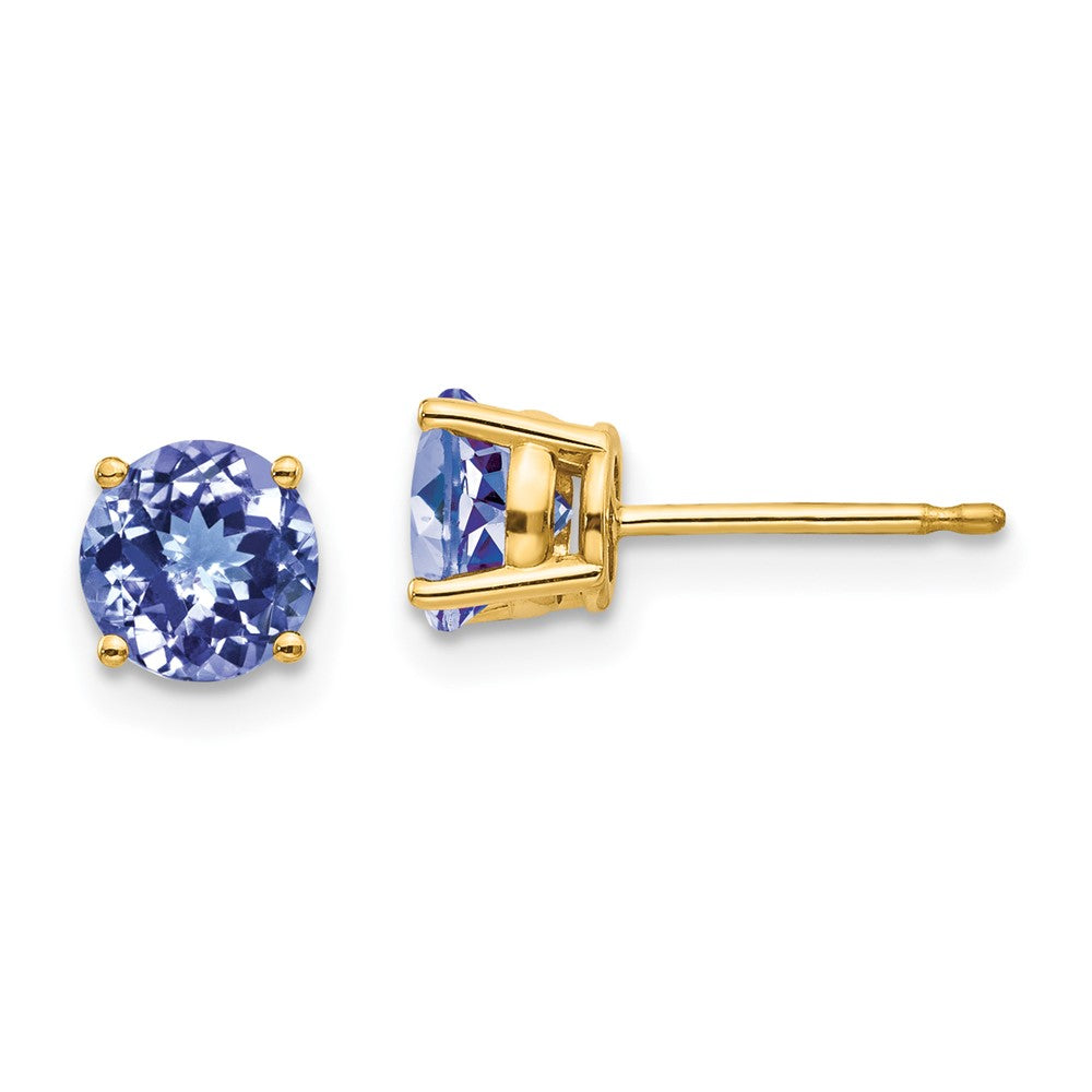 14k Round Gemstone Post Earrings. -B Styles