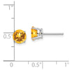 14k White Gold 6mm Round Citrine Post Earrings