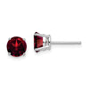 14k White Gold 6mm Round Garnet Post Earrings