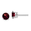 14k White Gold 6mm Round Checker-cut Garnet Post Earrings