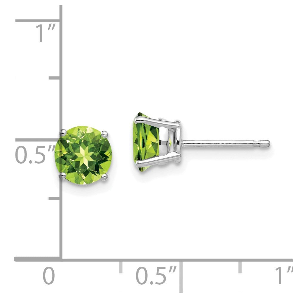 14k White Gold 6mm Round Peridot Post Earrings