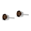 14k White Gold 6mm Round Smoky Quartz Post Earrings