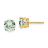 14k 7mm Round Green Quartz Post Earrings