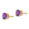 14k 7mm Round Amethyst Post Earrings
