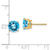 14k 7mm Round Blue Topaz Post Earrings
