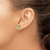 14k 7mm Round Checker-Cut Green Quartz Post Earrings