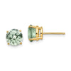 14k 7mm Round Checker-Cut Green Quartz Post Earrings
