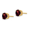 14k 7mm Round Checker-cut Garnet Post Earrings