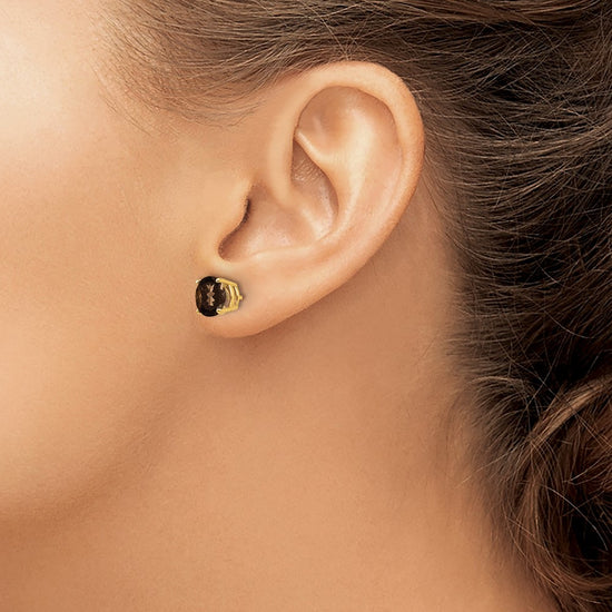 14k 7mm Round Smoky Quartz Post Earrings