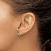 14k White Gold 7mm Round Amethyst Post Earrings