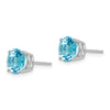 14k White Gold 7mm Round Blue Topaz Post Earrings