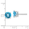 14k White Gold 7mm Round Blue Topaz Post Earrings