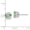 14k White Gold 7mm Round Checker-Cut Green Quartz Post Earrings