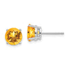 14k White Gold 7mm Round Citrine Post Earrings