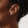 14k White Gold 7mm Round Garnet Post Earrings