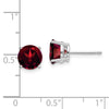 14k White Gold 7mm Round Garnet Post Earrings