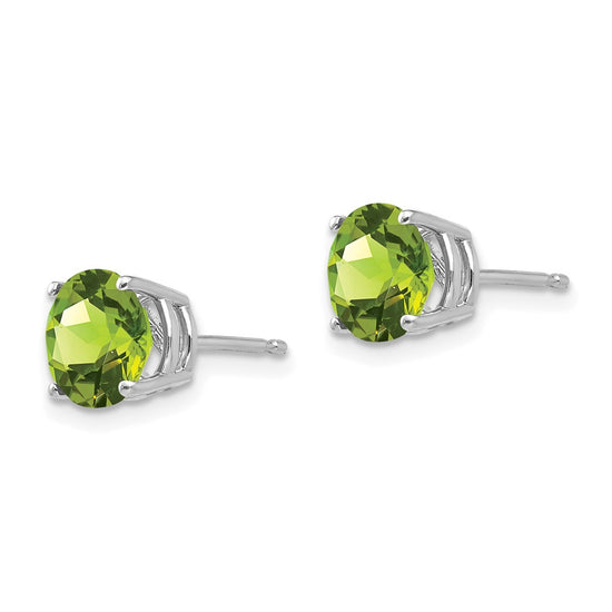 14k White Gold 7mm Round Peridot Post Earrings