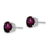 14k White Gold 7mm Round Rhodolite Garnet Post Earrings