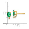14k 6x4mm Oval Emerald and AAA Quality Diamond Post Earrings