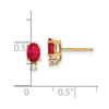 14k 6x4mm Oval Ruby and AA Quality Diamond Post Earrings
