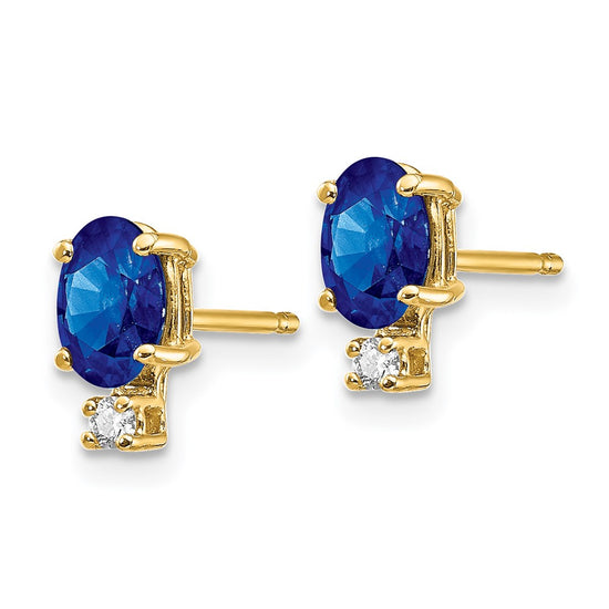14k Oval Gemstone & Diamond Earrings