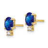 14k Oval Gemstone & Diamond Earrings