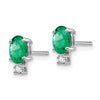 14k Oval Gemstone & Diamond Earrings