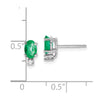 14k White Gold 6x4mm Oval Emerald and A Quality Diamond Post Earrings