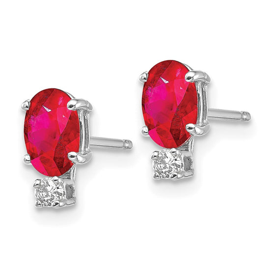 14k Oval Gemstone & Diamond Earrings