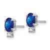 14k Oval Gemstone & Diamond Earrings