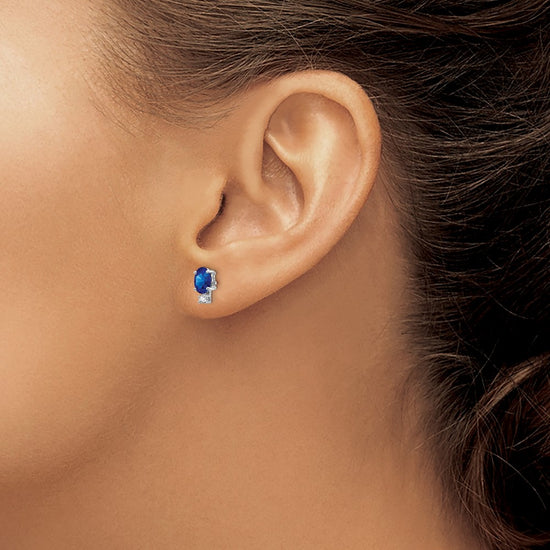 14k Oval Gemstone & Diamond Earrings