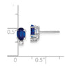 14k White Gold 6x4mm Oval Sapphire and AA Quality Diamond Post Earrings