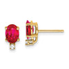 14k Oval Gemstone & Diamond Earrings