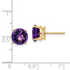 14k 8mm Round Checker-cut Amethyst Post Earrings