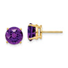 14k 8mm Round Checker-cut Amethyst Post Earrings