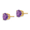 14k 8mm Round Amethyst Post Earrings